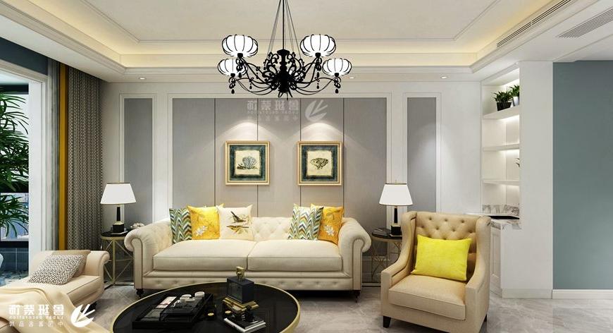 普华浅水湾,简欧风格效果图,客厅沙发背景墙设计