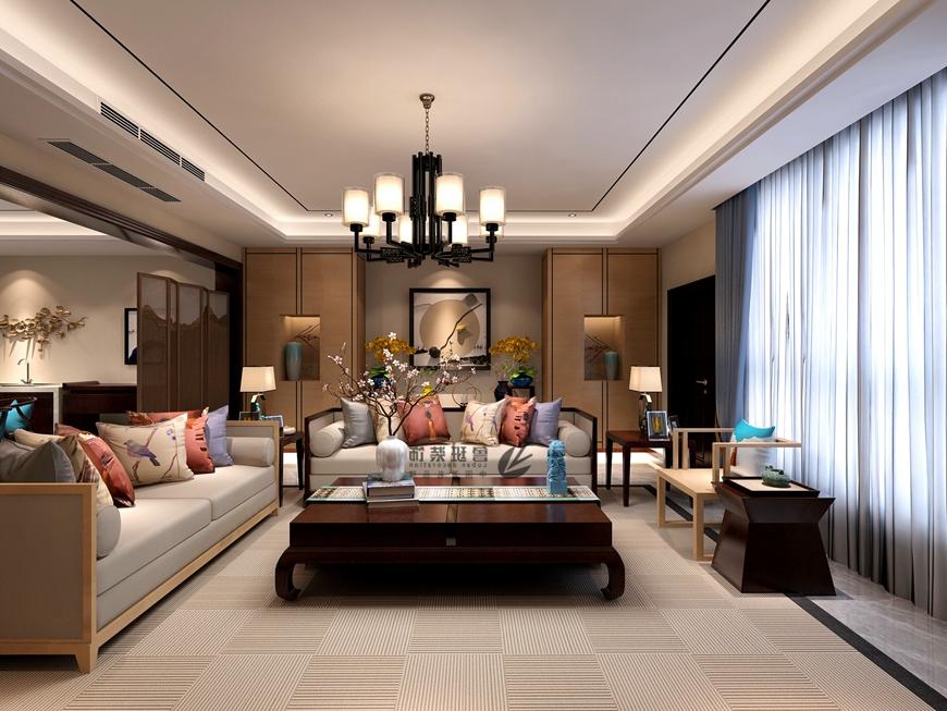 逸翠园,新中式风格效果图,客厅设计