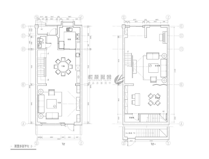 逸翠园,新中式风格效果图,一层平面布局设计