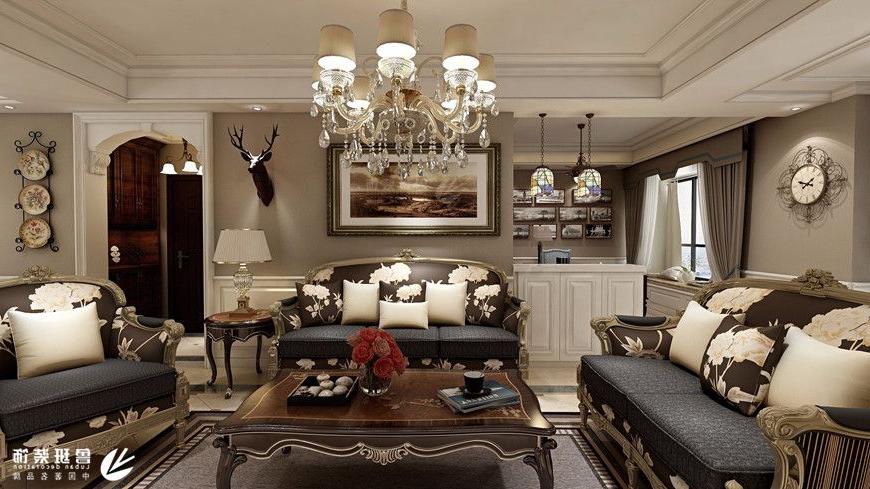 威尼斯真人官方装饰,美式风格,客厅沙发背景