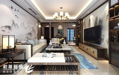 丽兹公馆三居室140平米新中式风格效果图-威尼斯真人官方装饰设计师刘虎主笔